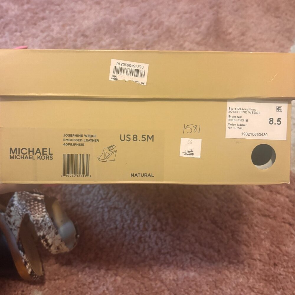 Michael Kors Josephine Wedge Heel Open Toe Leather - Snakeskin Print Sz 8.5M NEW - Picture 6 of 8